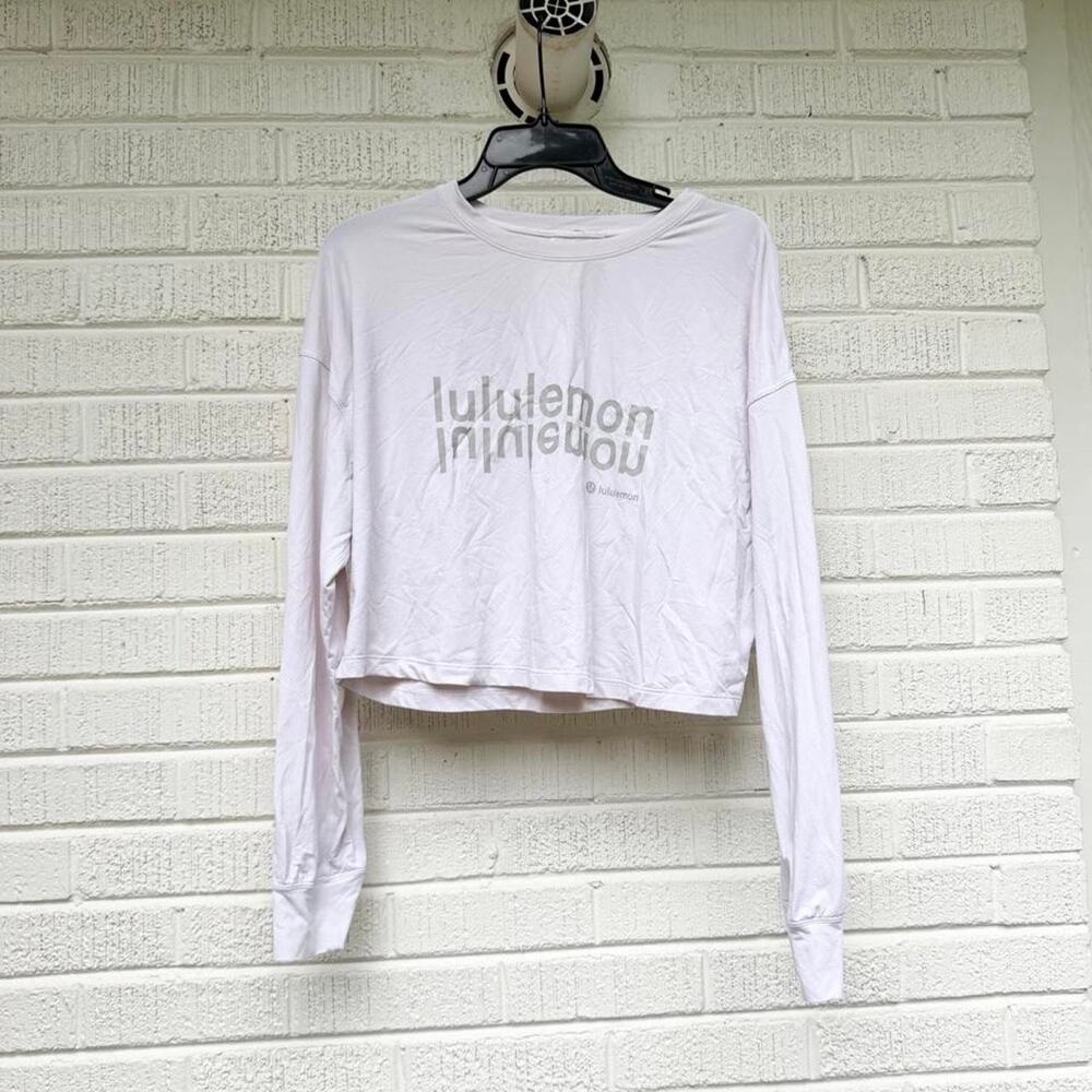 Lululemon Cropped White Printed Long Sleeve Top
